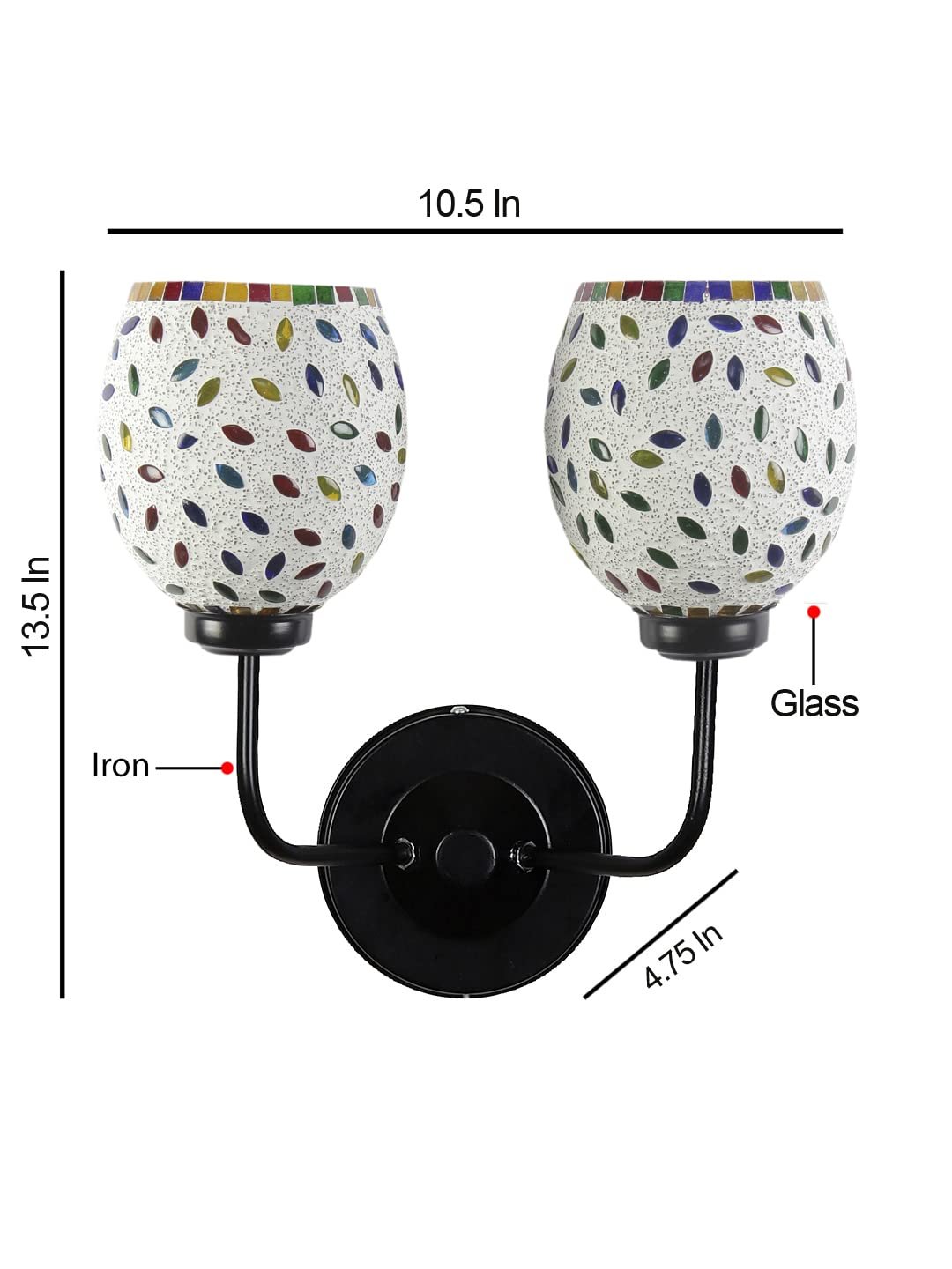 Multicolor Wall Lamp | Elegant Mosaic Glass & Wood Design | Stylish Ambient Light for Home, Office, Living Room, Bedroom, Hallway | Modern Decorative Wall Sconce - Model DGJ21