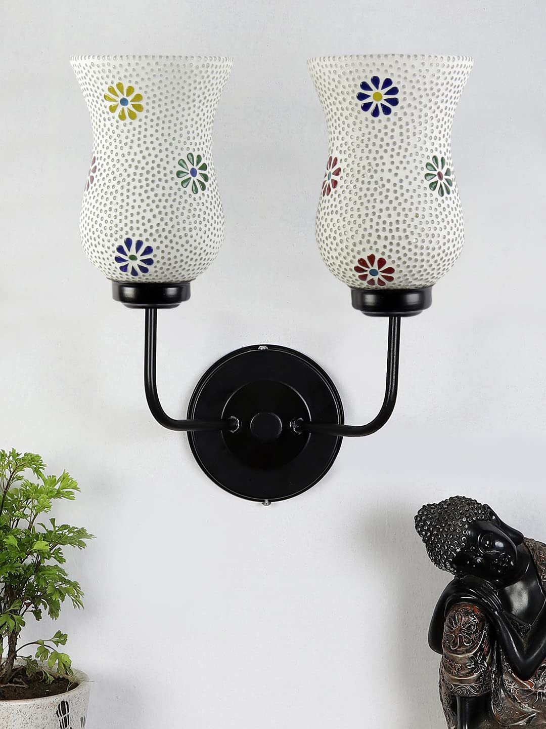 Multicolor Wall Lamp | Elegant Mosaic Glass & Wood Design | Stylish Ambient Light for Home, Office, Living Room, Bedroom, Hallway | Modern Decorative Wall Sconce - Model DGJ22