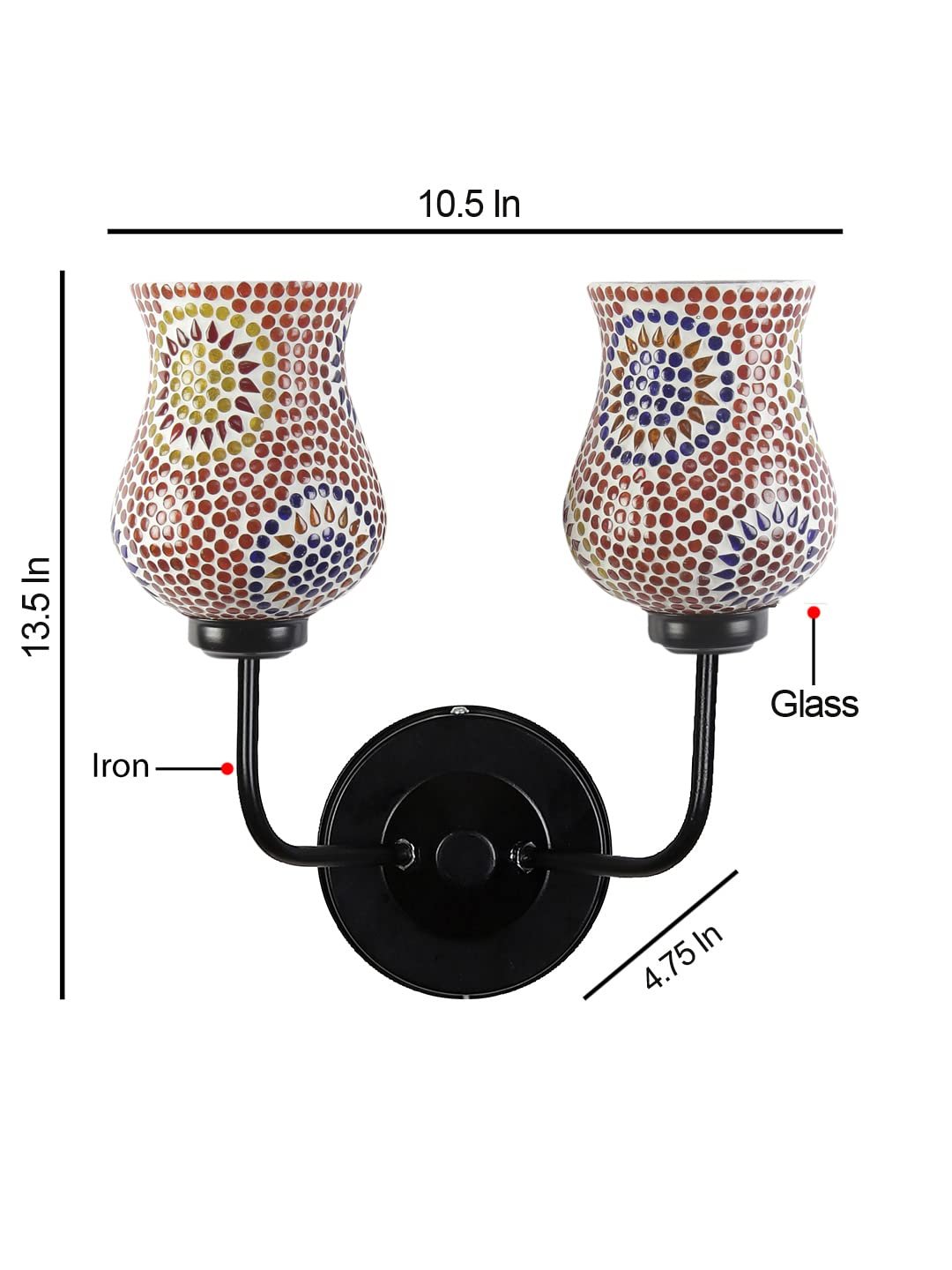 Multicolor Wall Lamp | Elegant Mosaic Glass & Wood Design | Stylish Ambient Light for Home, Office, Living Room, Bedroom, Hallway | Modern Decorative Wall Sconce - Model DGJ23