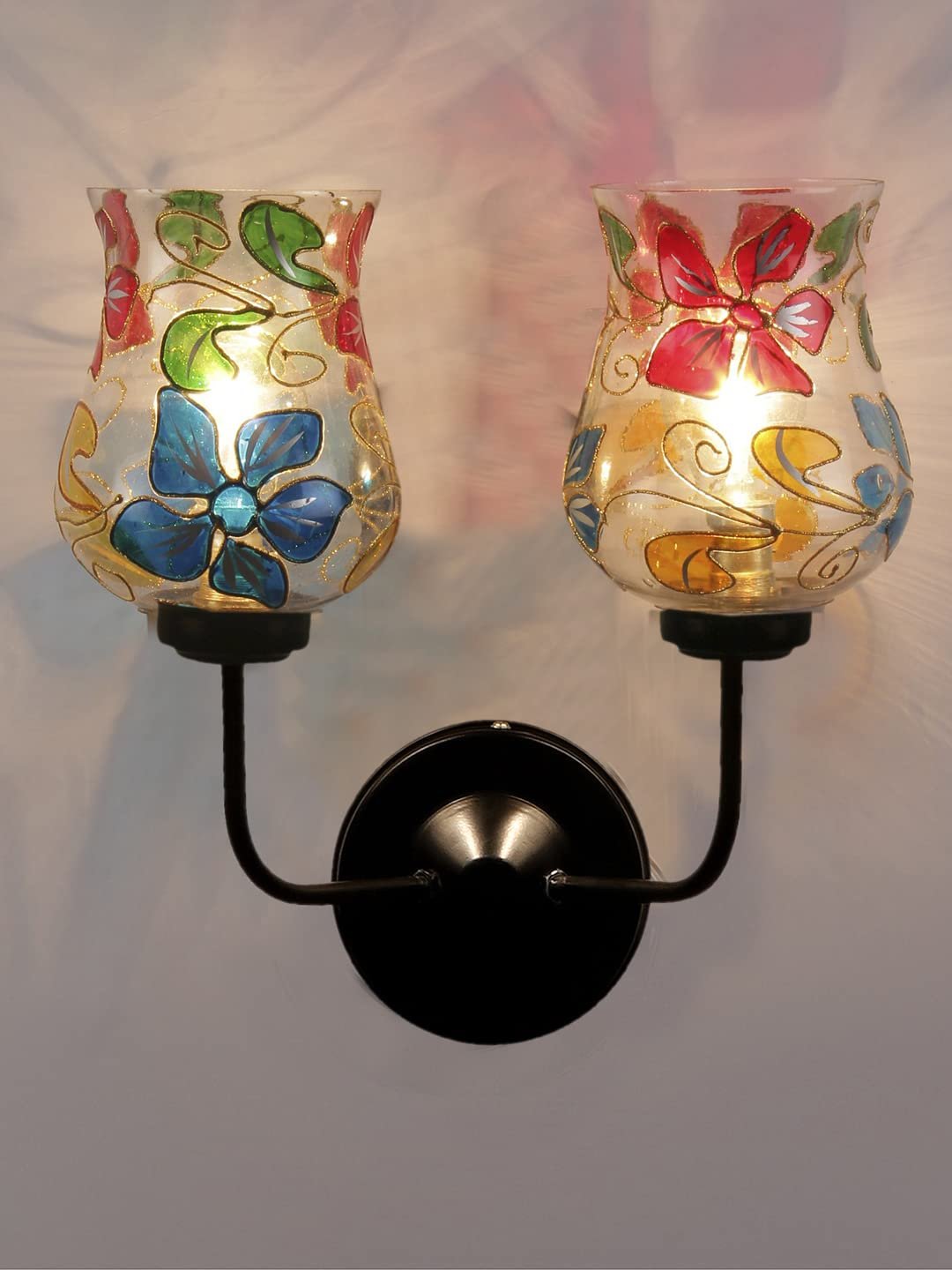 Multicolor Wall Lamp | Elegant Mosaic Glass & Wood Design | Stylish Ambient Light for Home, Office, Living Room, Bedroom, Hallway | Modern Decorative Wall Sconce - Model DGJ24