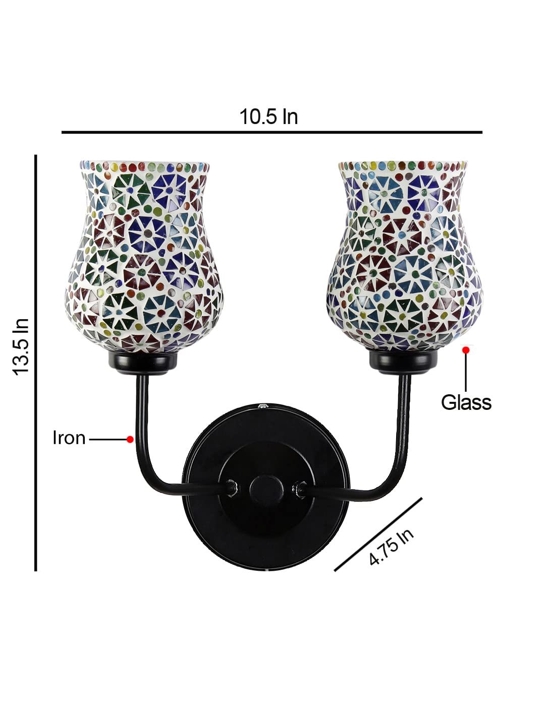 Multicolor Wall Lamp | Elegant Mosaic Glass & Wood Design | Stylish Ambient Light for Home, Office, Living Room, Bedroom, Hallway | Modern Decorative Wall Sconce - Model DGJ26