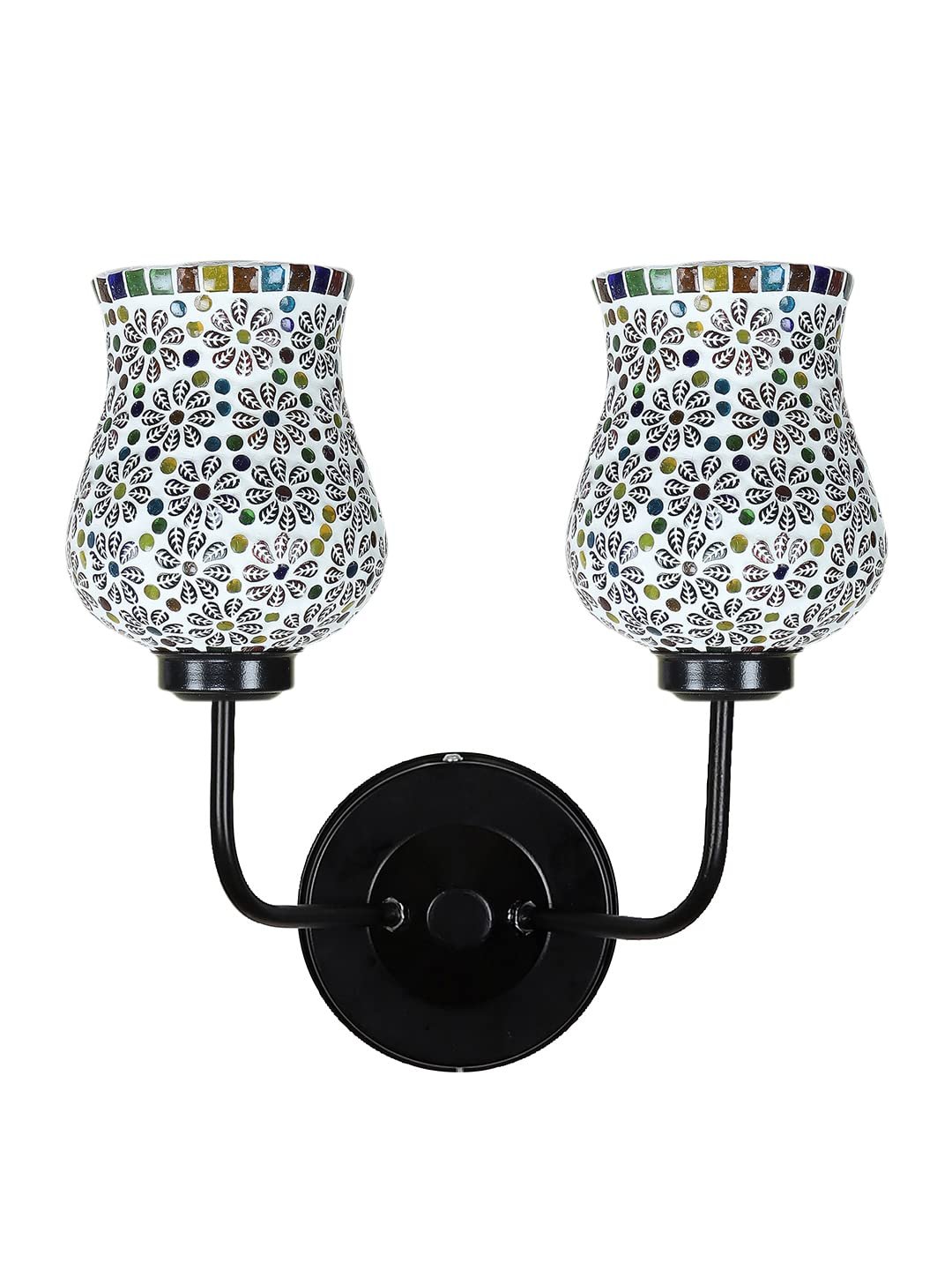 Multicolor Wall Lamp | Elegant Mosaic Glass & Wood Design | Stylish Ambient Light for Home, Office, Living Room, Bedroom, Hallway | Modern Decorative Wall Sconce - Model DGJ29