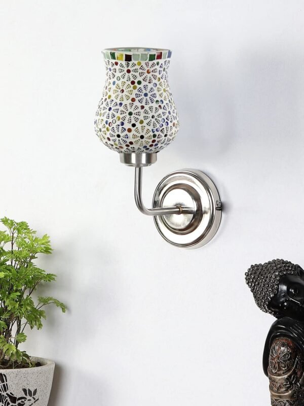 Multicolor Wall Lamp | Elegant Mosaic Glass & Wood Design | Stylish Ambient Light for Home, Office, Living Room, Bedroom, Hallway | Modern Decorative Wall Sconce – Model DGJ32