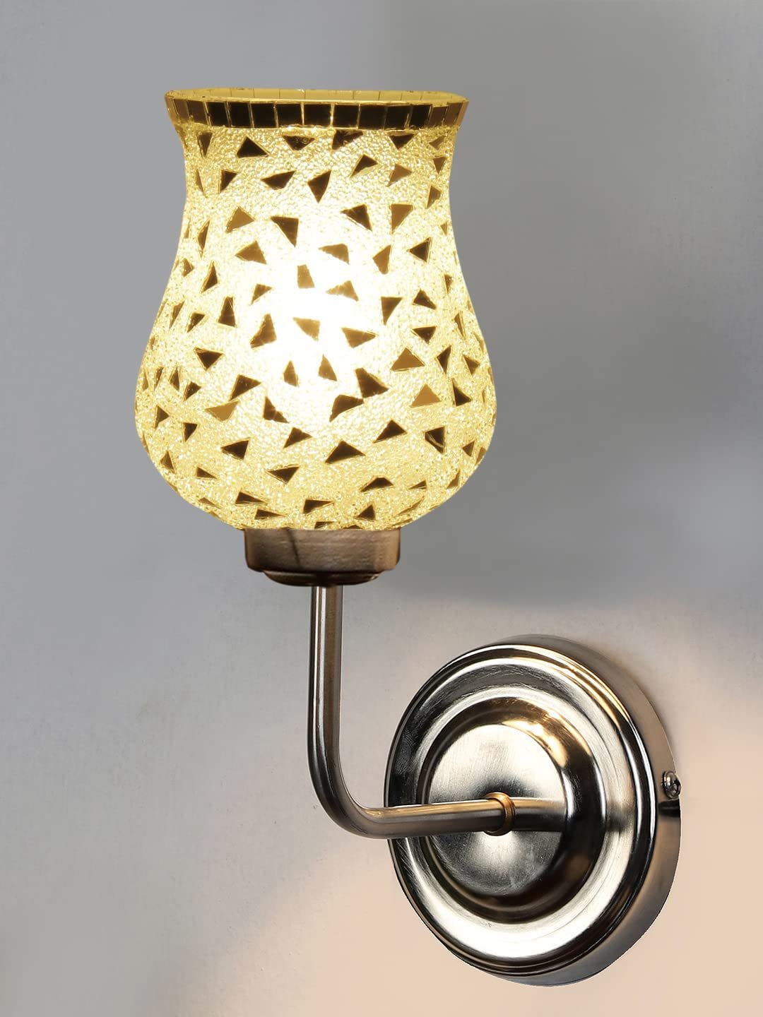 Multicolor Wall Lamp | Elegant Mosaic Glass & Wood Design | Stylish Ambient Light for Home, Office, Living Room, Bedroom, Hallway | Modern Decorative Wall Sconce - Model DGJ33
