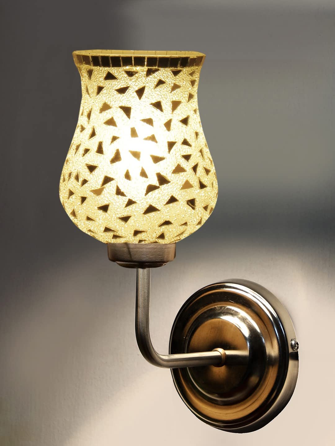 Multicolor Wall Lamp | Elegant Mosaic Glass & Wood Design | Stylish Ambient Light for Home, Office, Living Room, Bedroom, Hallway | Modern Decorative Wall Sconce - Model DGJ33