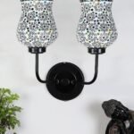 Multicolor Wall Lamp | Elegant Mosaic Glass & Wood Design | Stylish Ambient Light for Home, Office, Living Room, Bedroom, Hallway | Modern Decorative Wall Sconce – Model DGJ37