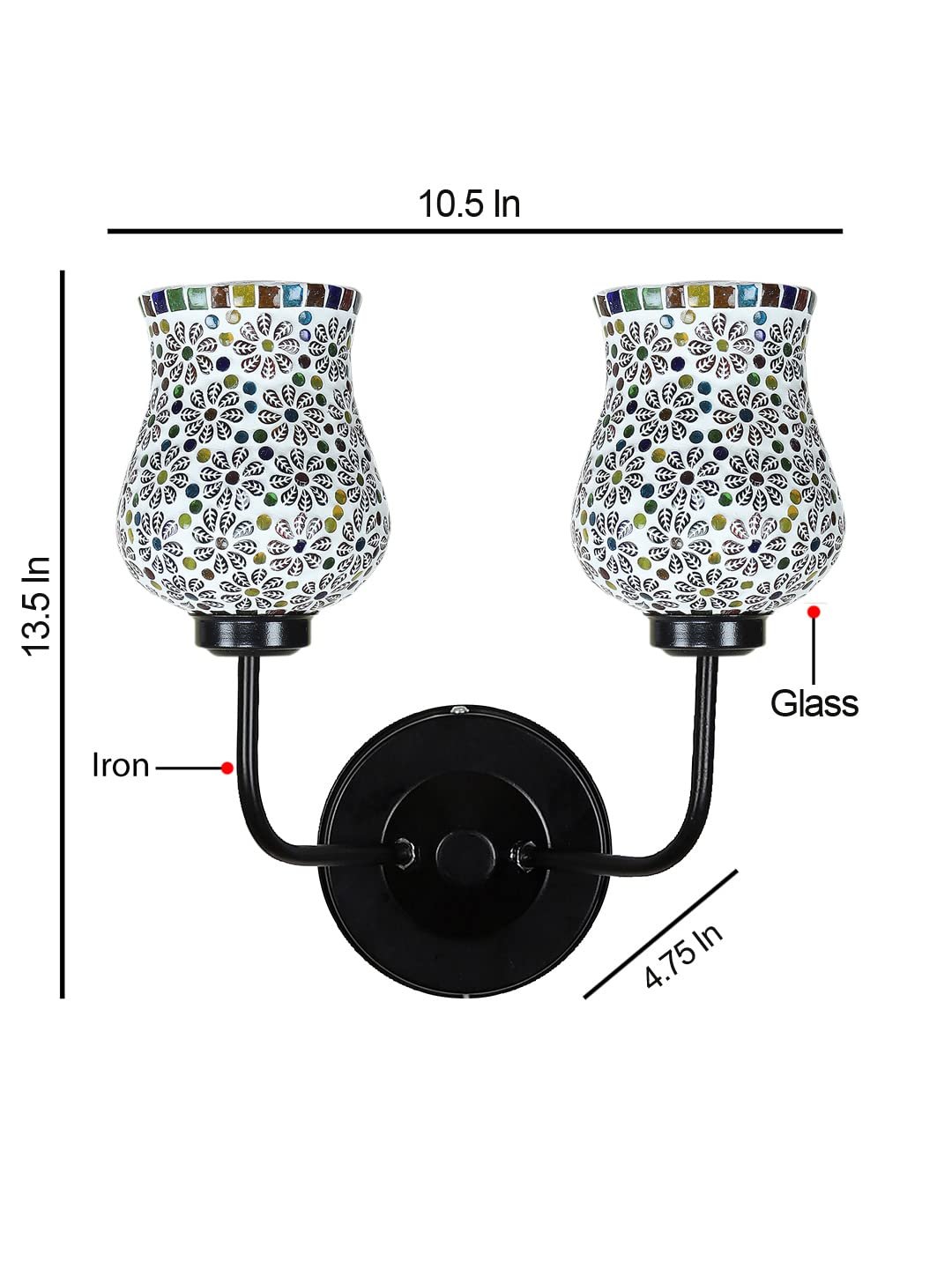 Multicolor Wall Lamp | Elegant Mosaic Glass & Wood Design | Stylish Ambient Light for Home, Office, Living Room, Bedroom, Hallway | Modern Decorative Wall Sconce - Model DGJ37