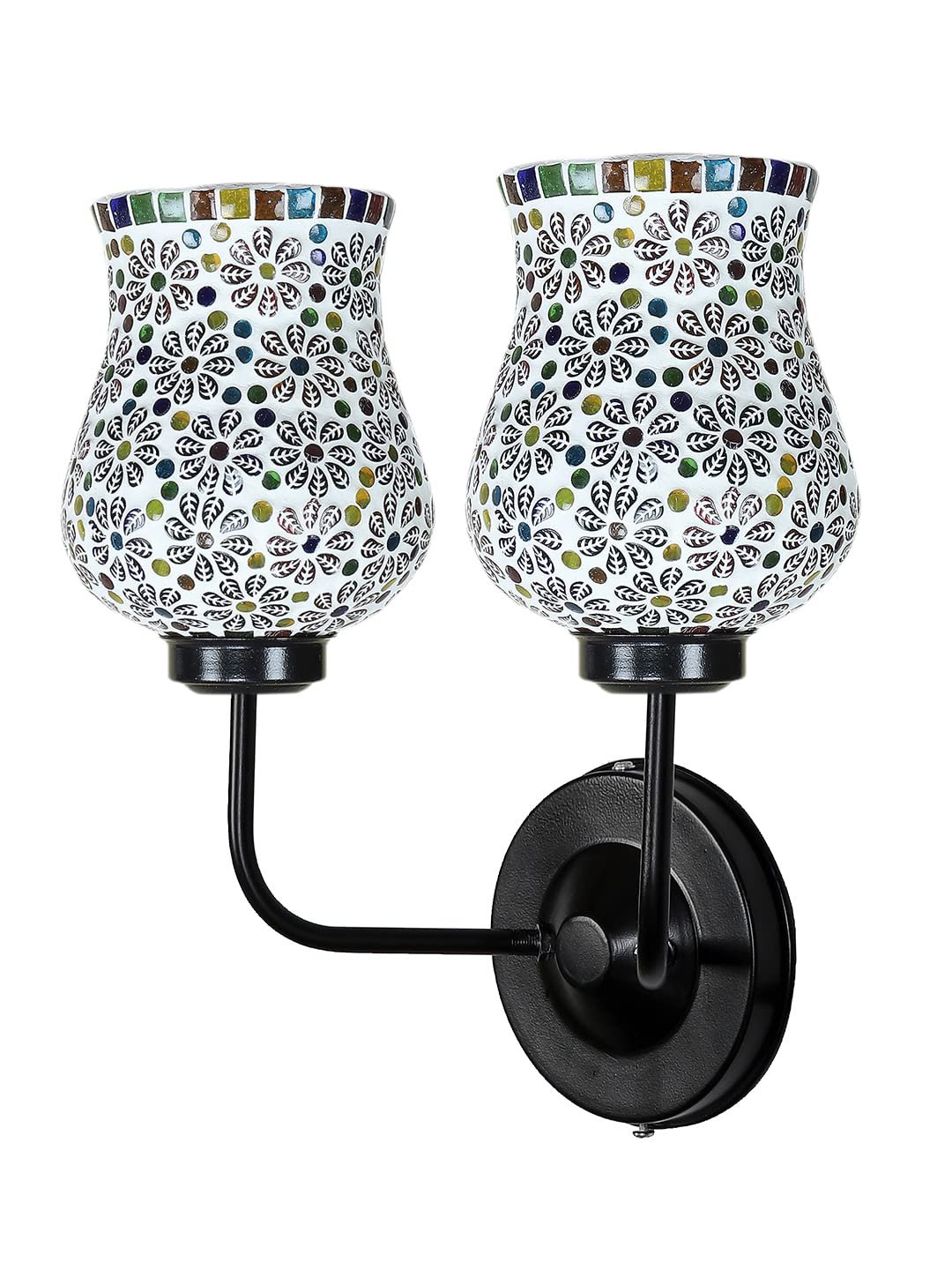 Multicolor Wall Lamp | Elegant Mosaic Glass & Wood Design | Stylish Ambient Light for Home, Office, Living Room, Bedroom, Hallway | Modern Decorative Wall Sconce - Model DGJ37