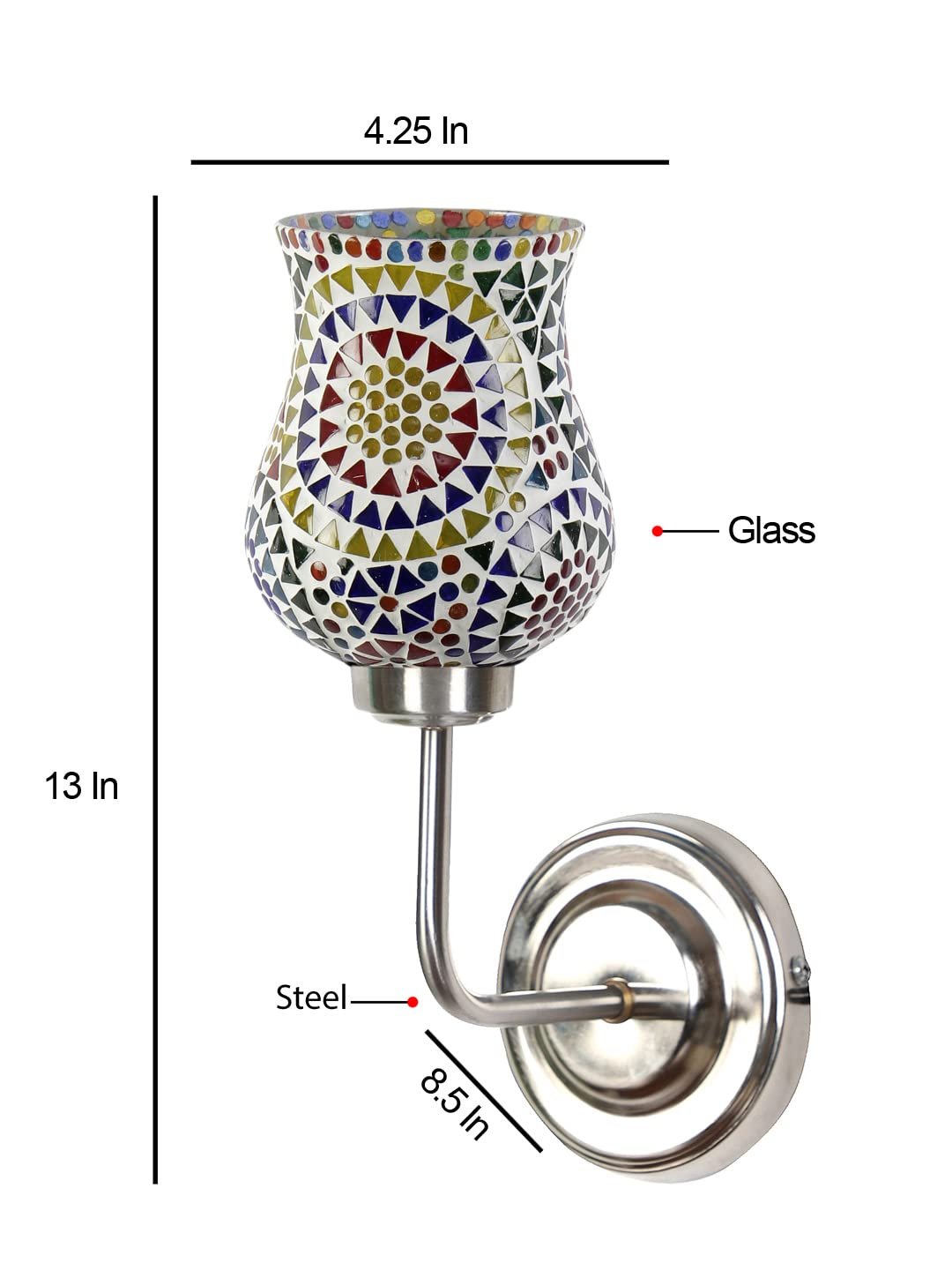 Multicolor Wall Lamp | Elegant Mosaic Glass & Wood Design | Stylish Ambient Light for Home, Office, Living Room, Bedroom, Hallway | Modern Decorative Wall Sconce - Model DGJ42