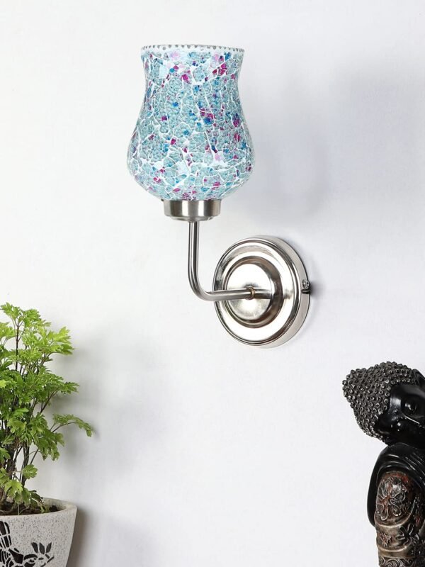 Multicolor Wall Lamp | Elegant Mosaic Glass & Wood Design | Stylish Ambient Light for Home, Office, Living Room, Bedroom, Hallway | Modern Decorative Wall Sconce – Model DGJ43