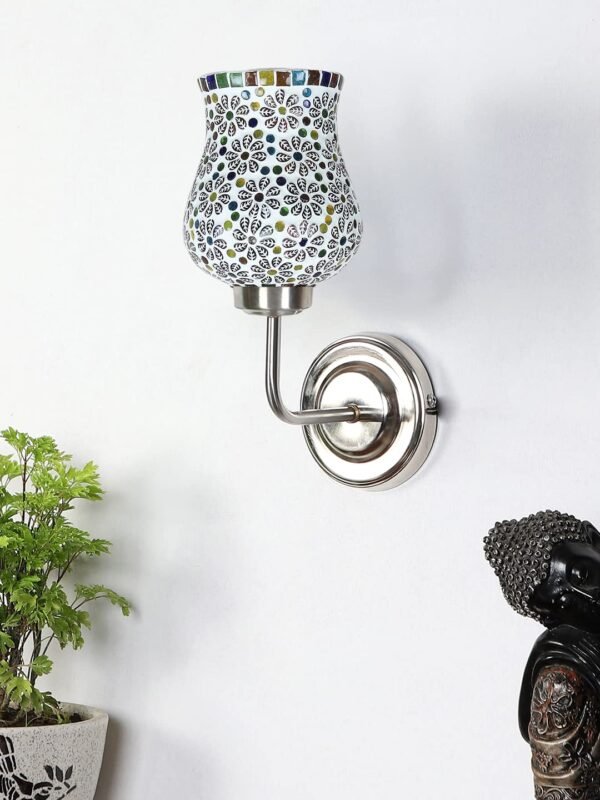 Multicolor Wall Lamp | Elegant Mosaic Glass & Wood Design | Stylish Ambient Light for Home, Office, Living Room, Bedroom, Hallway | Modern Decorative Wall Sconce – Model DGJ44