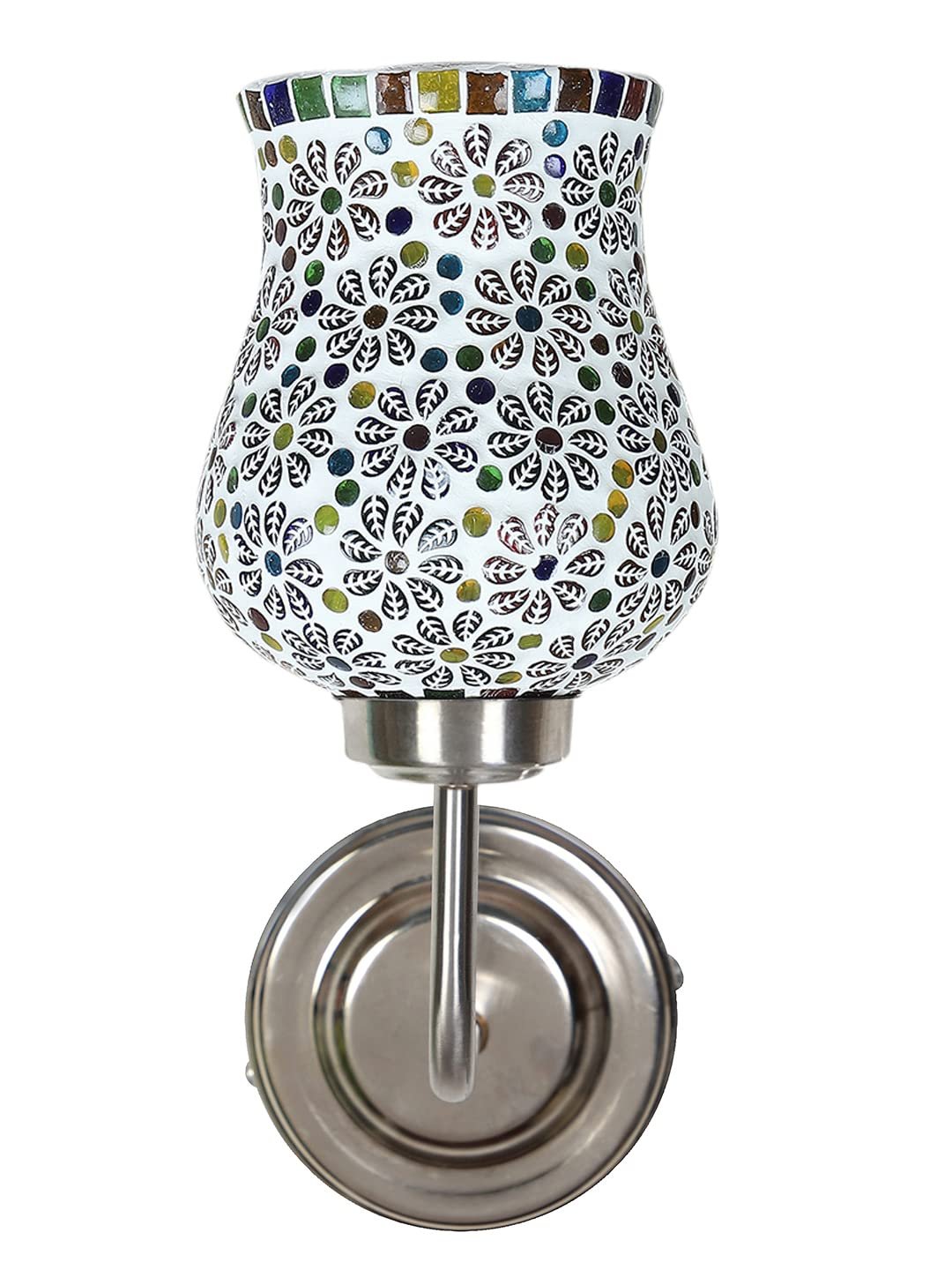 Multicolor Wall Lamp | Elegant Mosaic Glass & Wood Design | Stylish Ambient Light for Home, Office, Living Room, Bedroom, Hallway | Modern Decorative Wall Sconce - Model DGJ44