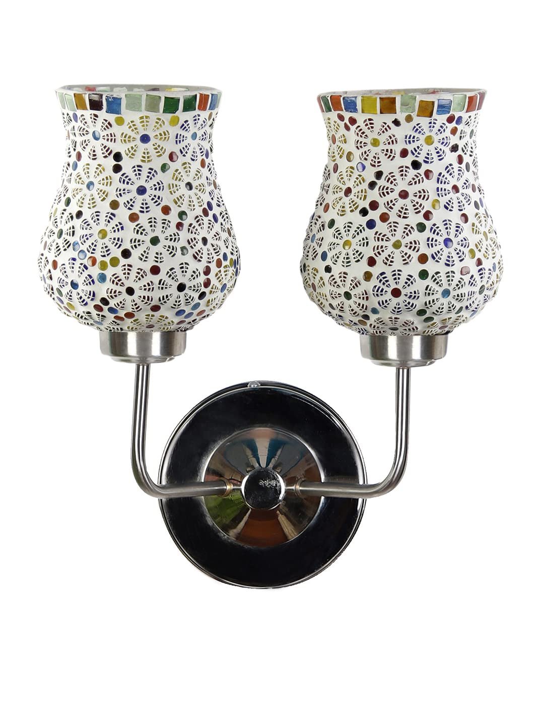 Multicolor Wall Lamp | Elegant Mosaic Glass & Wood Design | Stylish Ambient Light for Home, Office, Living Room, Bedroom, Hallway | Modern Decorative Wall Sconce - Model DGJ47