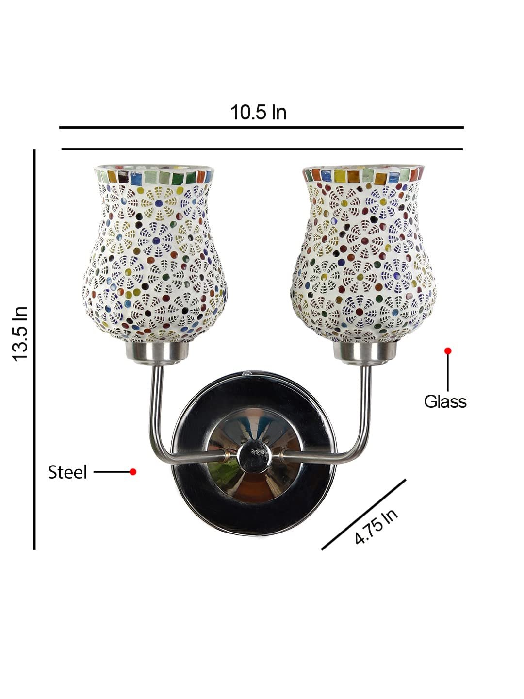 Multicolor Wall Lamp | Elegant Mosaic Glass & Wood Design | Stylish Ambient Light for Home, Office, Living Room, Bedroom, Hallway | Modern Decorative Wall Sconce - Model DGJ47