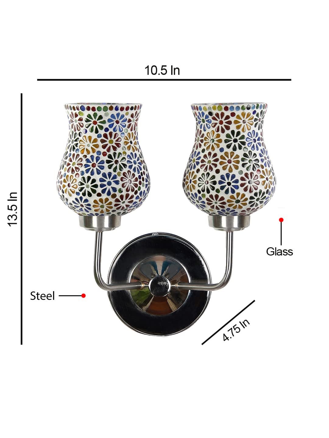 Multicolor Wall Lamp | Elegant Mosaic Glass & Wood Design | Stylish Ambient Light for Home, Office, Living Room, Bedroom, Hallway | Modern Decorative Wall Sconce - Model DGJ49