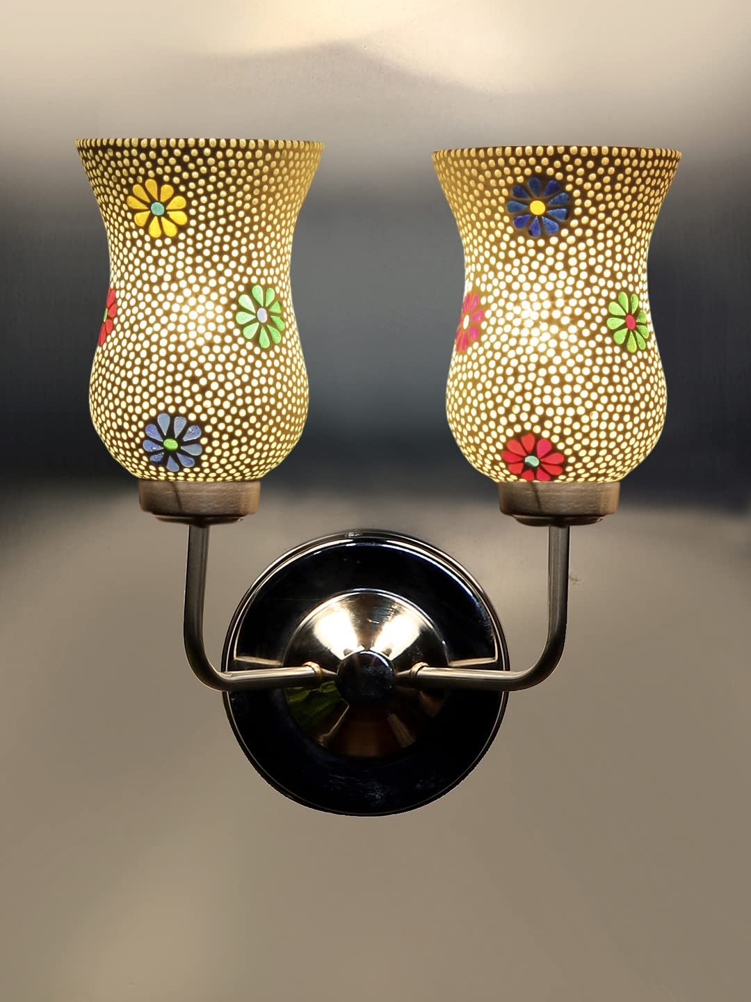 Multicolor Wall Lamp | Elegant Mosaic Glass & Wood Design | Stylish Ambient Light for Home, Office, Living Room, Bedroom, Hallway | Modern Decorative Wall Sconce - Model DGJ52