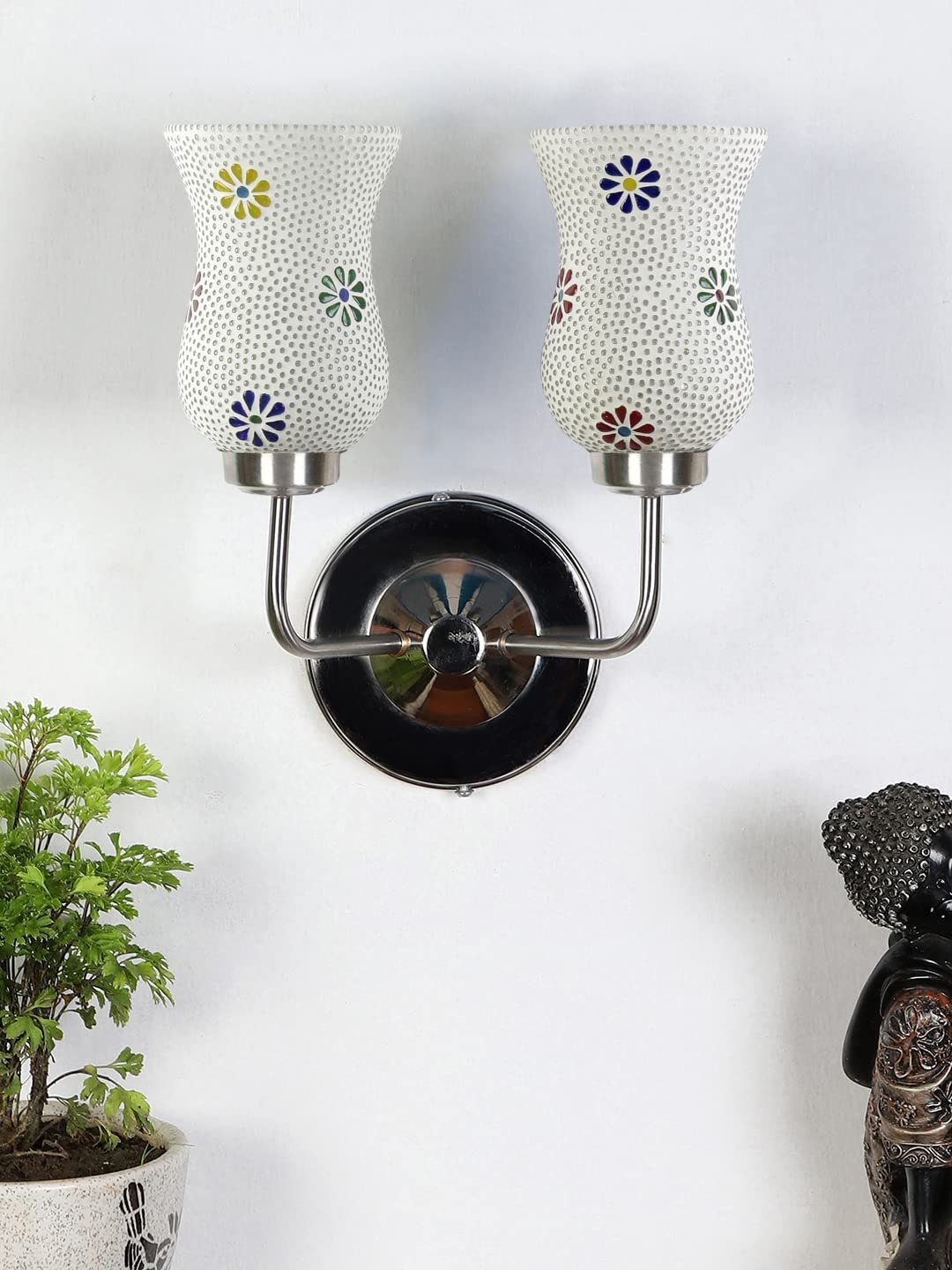 Multicolor Wall Lamp | Elegant Mosaic Glass & Wood Design | Stylish Ambient Light for Home, Office, Living Room, Bedroom, Hallway | Modern Decorative Wall Sconce - Model DGJ52