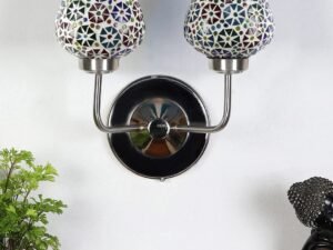 Multicolor Wall Lamp | Elegant Mosaic Glass & Wood Design | Stylish Ambient Light for Home, Office, Living Room, Bedroom, Hallway | Modern Decorative Wall Sconce – Model DGJ56