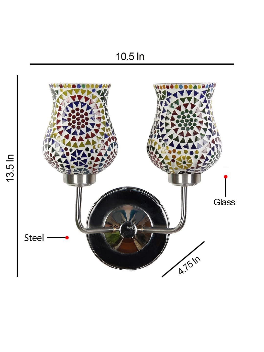 Multicolor Wall Lamp | Elegant Mosaic Glass & Wood Design | Stylish Ambient Light for Home, Office, Living Room, Bedroom, Hallway | Modern Decorative Wall Sconce - Model DGJ57