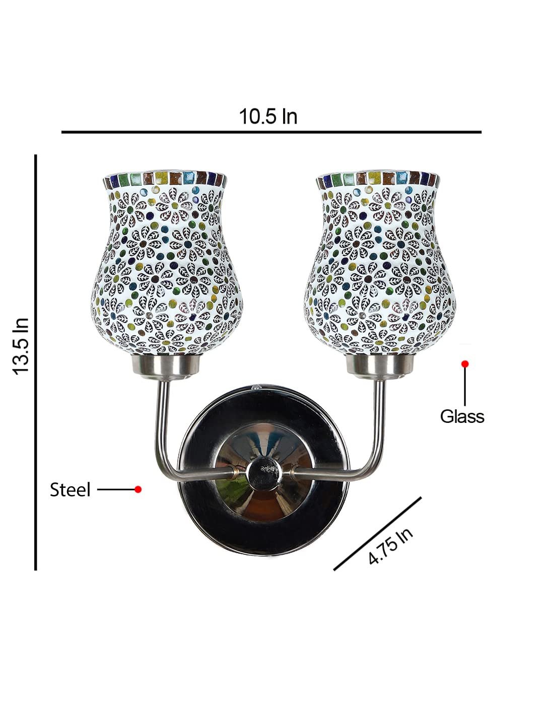 Multicolor Wall Lamp | Elegant Mosaic Glass & Wood Design | Stylish Ambient Light for Home, Office, Living Room, Bedroom, Hallway | Modern Decorative Wall Sconce - Model DGJ59