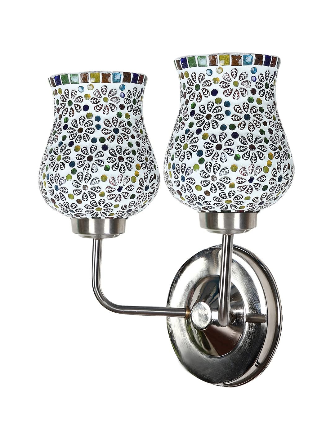 Multicolor Wall Lamp | Elegant Mosaic Glass & Wood Design | Stylish Ambient Light for Home, Office, Living Room, Bedroom, Hallway | Modern Decorative Wall Sconce - Model DGJ59