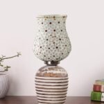 Multicolor Table Lamp | Artistic Mosaic Glass with Sturdy Wood Base | Decorative Ambient Light for Home D�cor | Perfect Blend of Modern & Traditional Style – Model DJC01