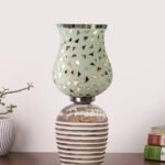 Multicolor Table Lamp | Artistic Mosaic Glass with Sturdy Wood Base | Decorative Ambient Light for Home D�cor | Perfect Blend of Modern & Traditional Style – Model DJC03