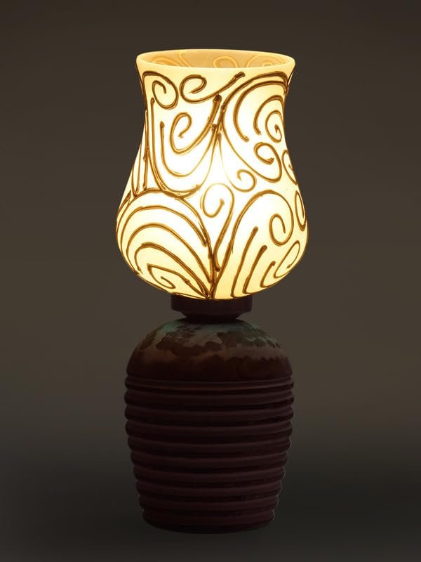 Multicolor Table Lamp | Artistic Mosaic Glass with Sturdy Wood Base | Decorative Ambient Light for Home D�cor | Perfect Blend of Modern & Traditional Style - Model DJC10