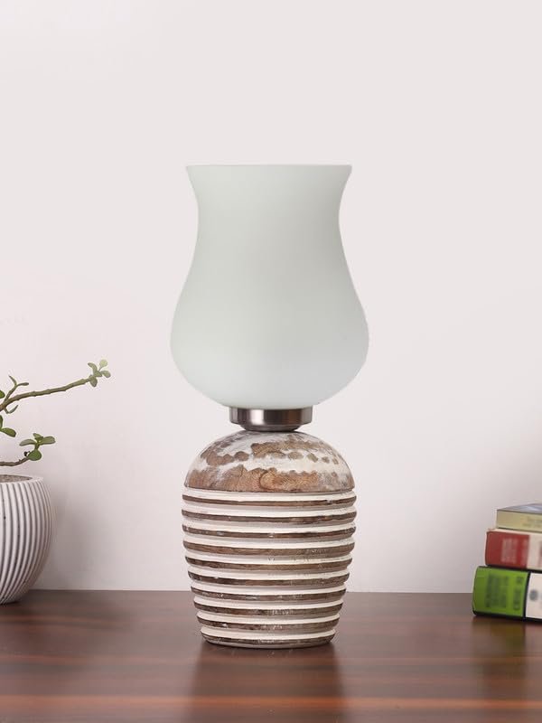 Multicolor Table Lamp | Artistic Mosaic Glass with Sturdy Wood Base | Decorative Ambient Light for Home D�cor | Perfect Blend of Modern & Traditional Style - Model DJC17