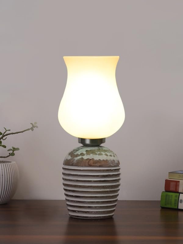 Multicolor Table Lamp | Artistic Mosaic Glass with Sturdy Wood Base | Decorative Ambient Light for Home D�cor | Perfect Blend of Modern & Traditional Style - Model DJC17