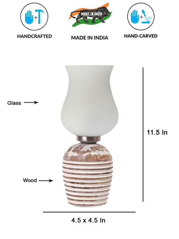 Multicolor Table Lamp | Artistic Mosaic Glass with Sturdy Wood Base | Decorative Ambient Light for Home D�cor | Perfect Blend of Modern & Traditional Style - Model DJC17