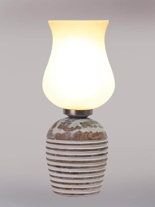 Multicolor Table Lamp | Artistic Mosaic Glass with Sturdy Wood Base | Decorative Ambient Light for Home D�cor | Perfect Blend of Modern & Traditional Style - Model DJC17