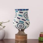 Multicolor Table Lamp | Artistic Mosaic Glass with Sturdy Wood Base | Decorative Ambient Light for Home D�cor | Perfect Blend of Modern & Traditional Style – Model DJE