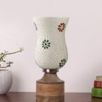 Multicolor Table Lamp | Artistic Mosaic Glass with Sturdy Wood Base | Decorative Ambient Light for Home D�cor | Perfect Blend of Modern & Traditional Style – Model DJE07