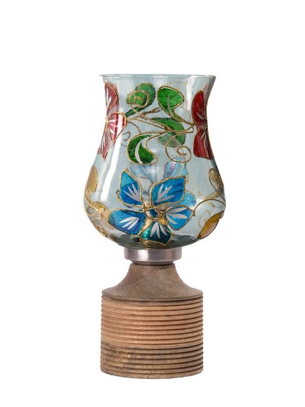 Multicolor Table Lamp | Artistic Mosaic Glass with Sturdy Wood Base | Decorative Ambient Light for Home D�cor | Perfect Blend of Modern & Traditional Style - Model DJE09