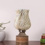 Multicolor Table Lamp | Artistic Mosaic Glass with Sturdy Wood Base | Decorative Ambient Light for Home D�cor | Perfect Blend of Modern & Traditional Style – Model DJE10