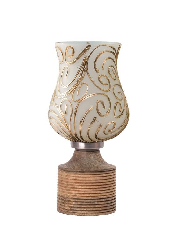 Multicolor Table Lamp | Artistic Mosaic Glass with Sturdy Wood Base | Decorative Ambient Light for Home D�cor | Perfect Blend of Modern & Traditional Style - Model DJE10