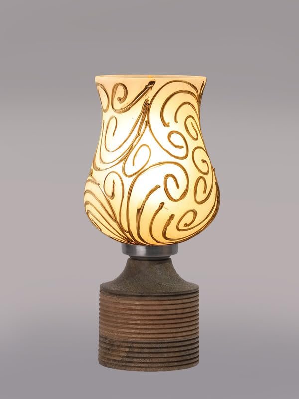 Multicolor Table Lamp | Artistic Mosaic Glass with Sturdy Wood Base | Decorative Ambient Light for Home D�cor | Perfect Blend of Modern & Traditional Style - Model DJE10