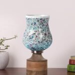 Multicolor Table Lamp | Artistic Mosaic Glass with Sturdy Wood Base | Decorative Ambient Light for Home D�cor | Perfect Blend of Modern & Traditional Style – Model DJE16