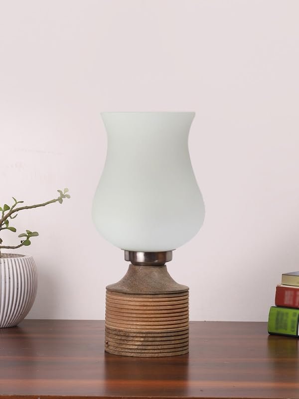 Multicolor Table Lamp | Artistic Mosaic Glass with Sturdy Wood Base | Decorative Ambient Light for Home D�cor | Perfect Blend of Modern & Traditional Style - Model DJE17