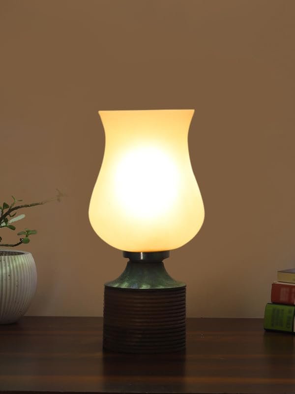 Multicolor Table Lamp | Artistic Mosaic Glass with Sturdy Wood Base | Decorative Ambient Light for Home D�cor | Perfect Blend of Modern & Traditional Style - Model DJE17