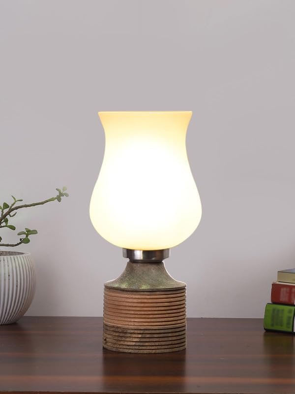 Multicolor Table Lamp | Artistic Mosaic Glass with Sturdy Wood Base | Decorative Ambient Light for Home D�cor | Perfect Blend of Modern & Traditional Style - Model DJE17