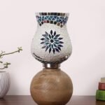 Multicolor Table Lamp | Artistic Mosaic Glass with Sturdy Wood Base | Decorative Ambient Light for Home D�cor | Perfect Blend of Modern & Traditional Style – Model DJF00