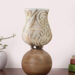 Multicolor Table Lamp | Artistic Mosaic Glass with Sturdy Wood Base | Decorative Ambient Light for Home D�cor | Perfect Blend of Modern & Traditional Style – Model DJF10