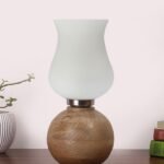 Multicolor Table Lamp | Artistic Mosaic Glass with Sturdy Wood Base | Decorative Ambient Light for Home D�cor | Perfect Blend of Modern & Traditional Style – Model DJF17