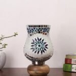 Multicolor Table Lamp | Artistic Mosaic Glass with Sturdy Wood Base | Decorative Ambient Light for Home D�cor | Perfect Blend of Modern & Traditional Style – Model DJJ00
