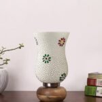 Multicolor Table Lamp | Artistic Mosaic Glass with Sturdy Wood Base | Decorative Ambient Light for Home D�cor | Perfect Blend of Modern & Traditional Style – Model DJJ07