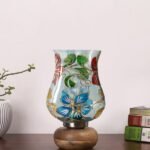 Multicolor Table Lamp | Artistic Mosaic Glass with Sturdy Wood Base | Decorative Ambient Light for Home D�cor | Perfect Blend of Modern & Traditional Style – Model DJJ09