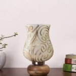 Multicolor Table Lamp | Artistic Mosaic Glass with Sturdy Wood Base | Decorative Ambient Light for Home D�cor | Perfect Blend of Modern & Traditional Style – Model DJJ10