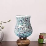 Multicolor Table Lamp | Artistic Mosaic Glass with Sturdy Wood Base | Decorative Ambient Light for Home D�cor | Perfect Blend of Modern & Traditional Style – Model DJJ16